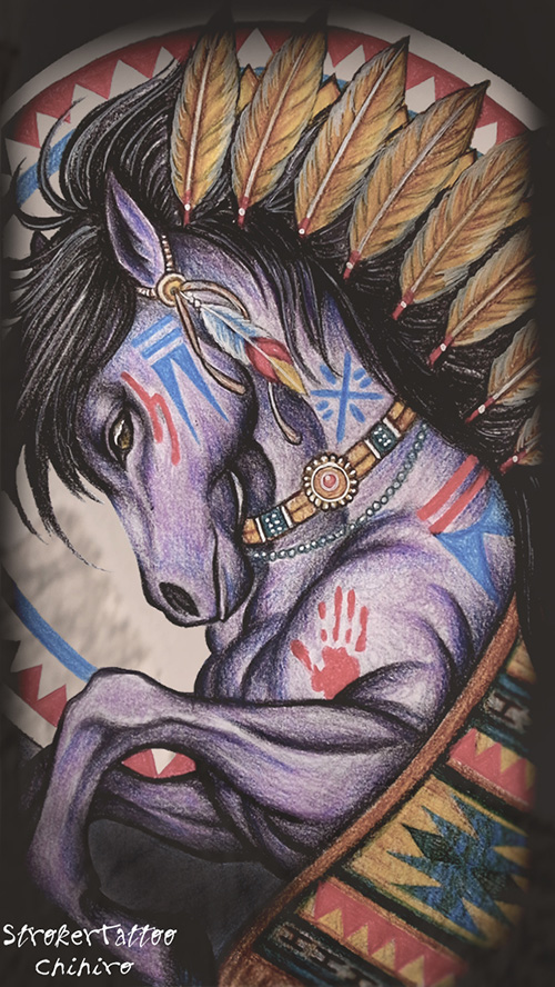 ネイティブ アメリカン インディアン 戦馬 Stroker Tattoo
