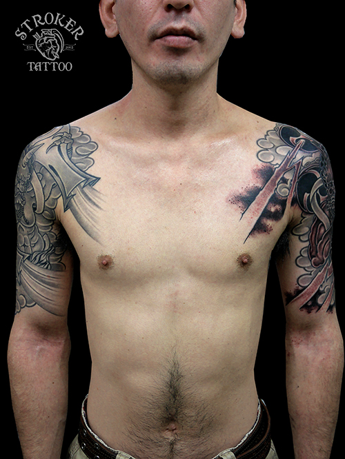 風神-雷神-刺青-和彫り-tattoo