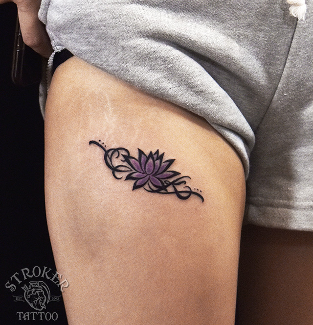月と蓮 ハートと薔薇のワンポイントタトゥー Stroker Tattoo