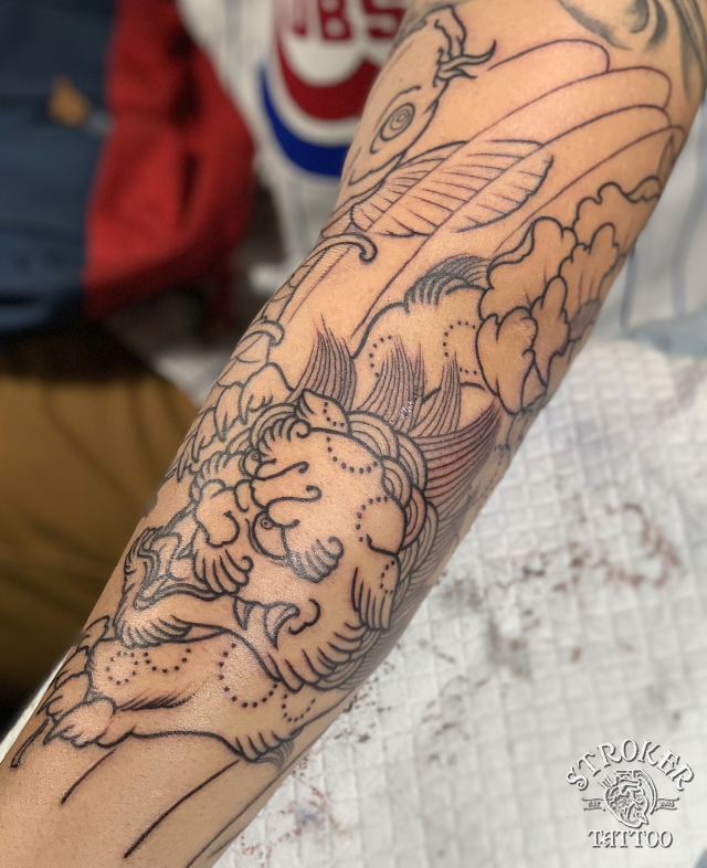 唐獅子牡丹と鯉 Stroker Tattoo