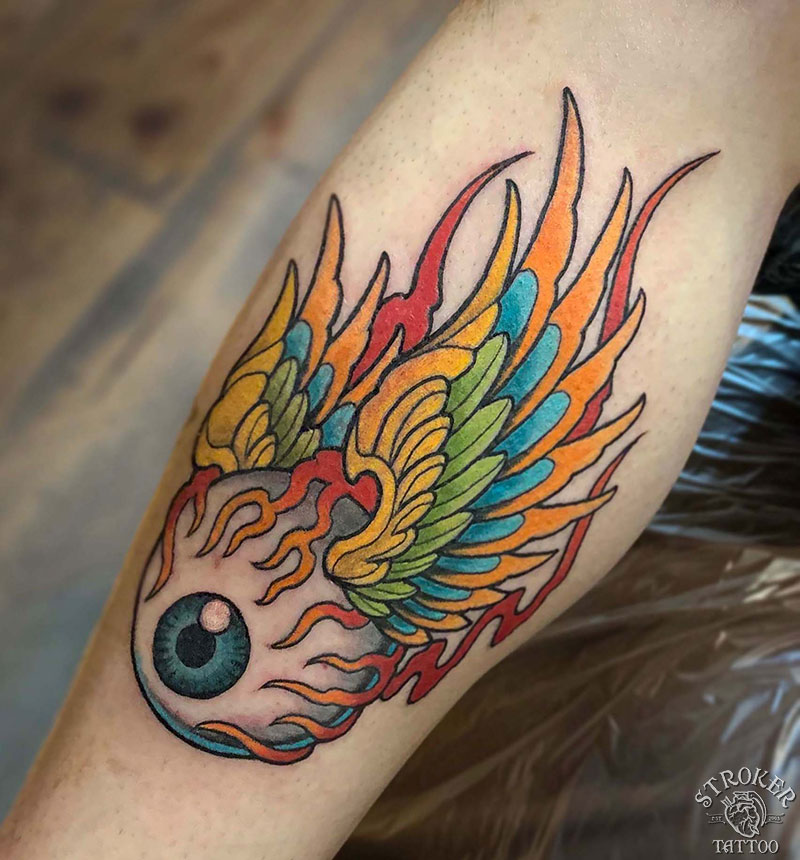 Jesse WayOut on Instagram Got to tattoo these flying eyeball fillers on  Chris Leg Chris has a collection of tattoos on his leg that are some of my  favorite artist