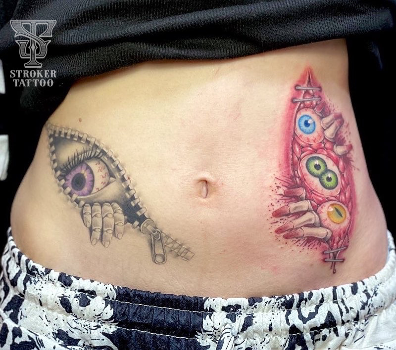 グロテスク タトゥー 目玉 傷タトゥー grotesque tattoo ホラー horror