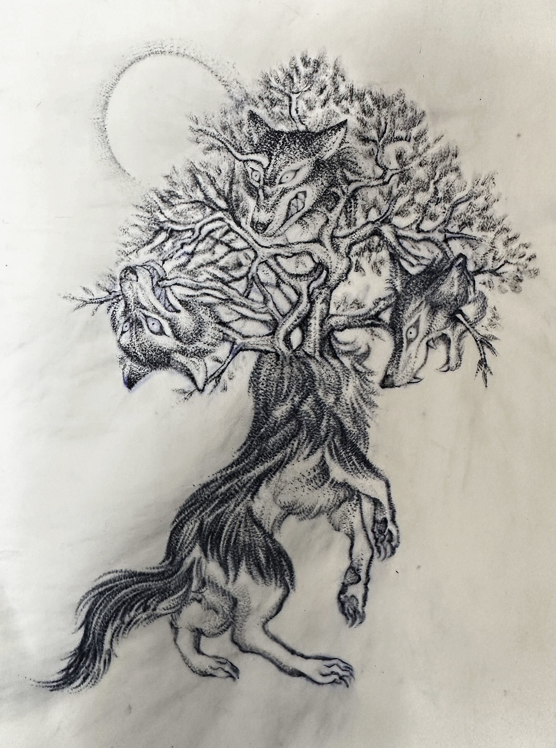 AYAKAウルフツリーアートワークタトゥースキン人工皮膚狼と木