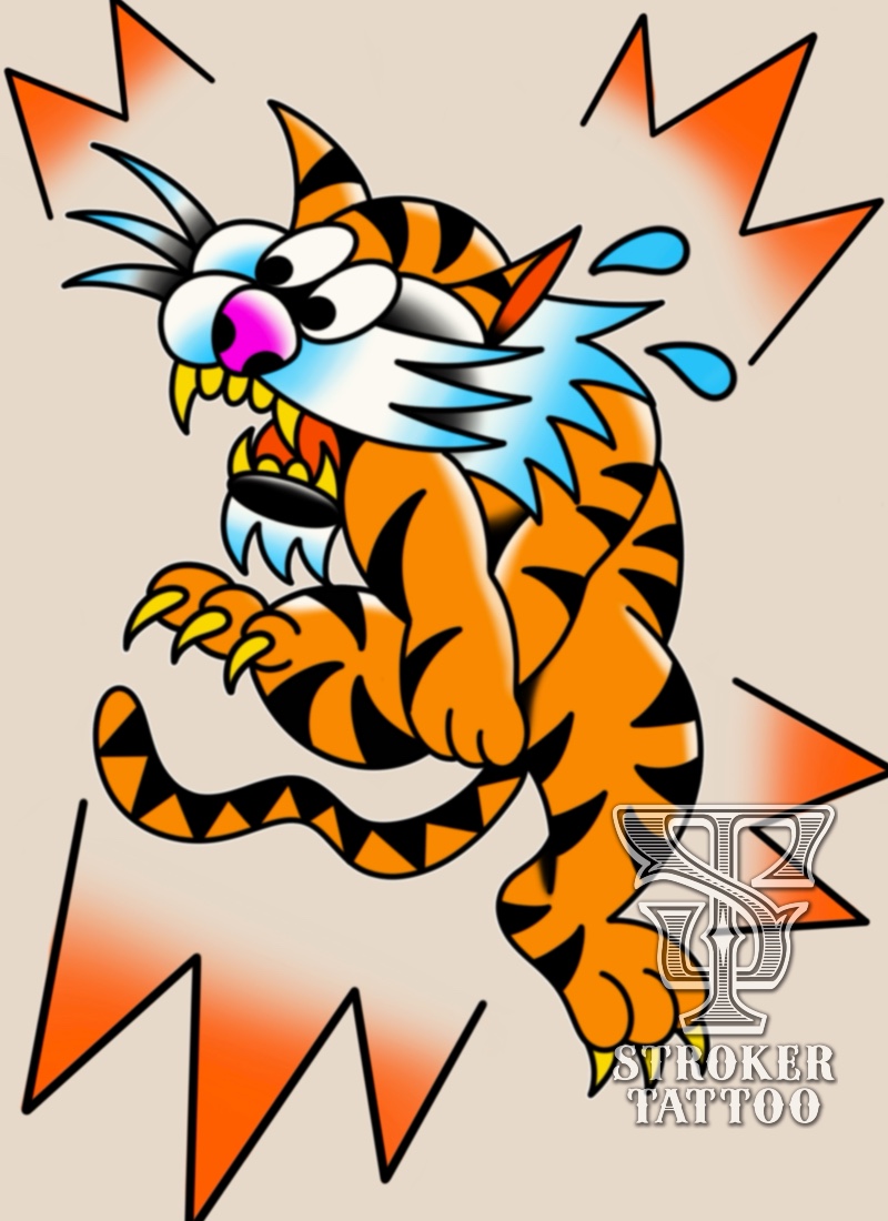 トラ　tiger traditional tatoo