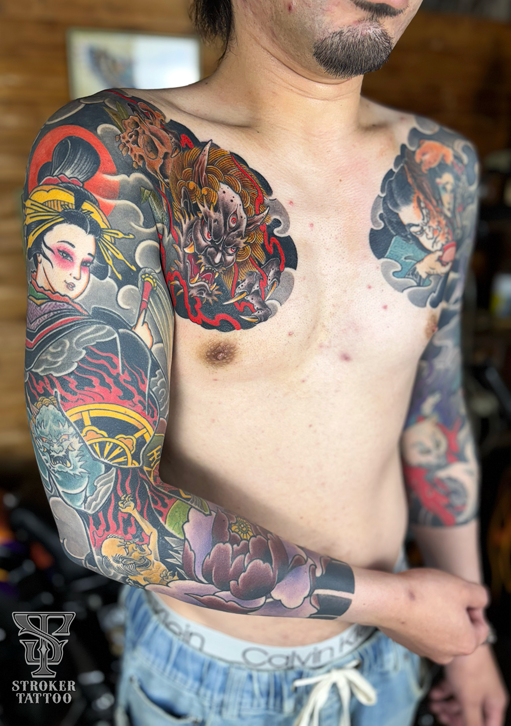 鬼と地獄太夫、閻魔、和彫り