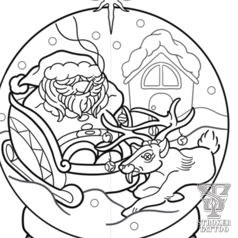 彫師アヤカ　クリスマスぬりえ　タトゥーデザイン