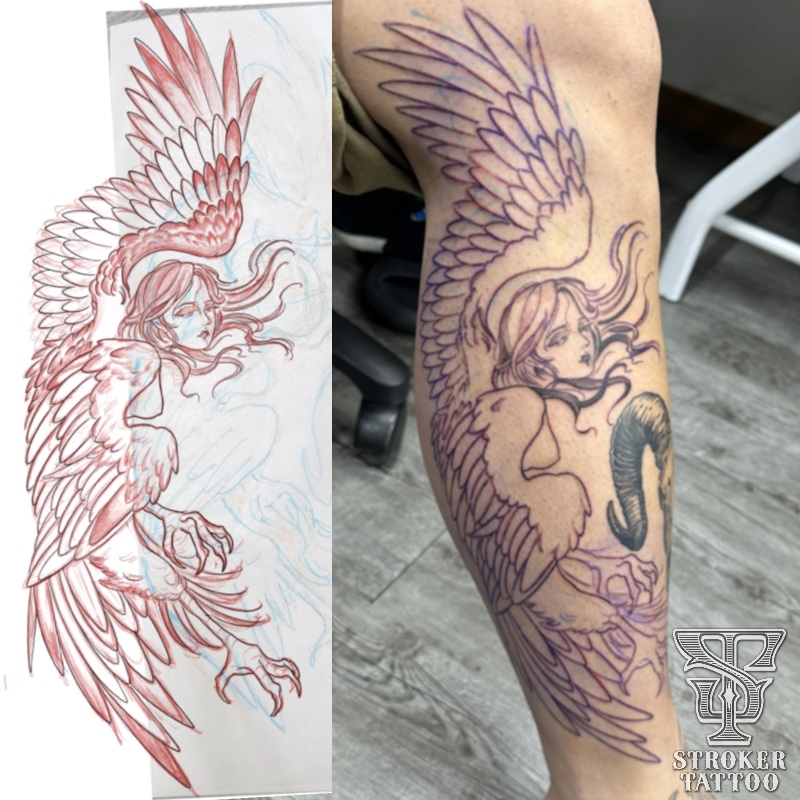 ダークタトゥー　ハーピー　彫師アヤカ