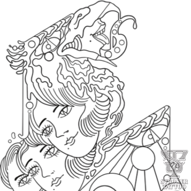 彫師アヤカ　タトゥーデザイン　ぬりえ