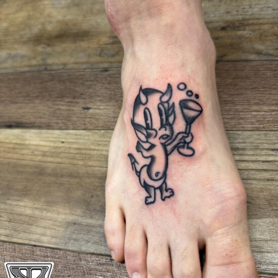 ホットスタッフ、悪魔、アメトラ、タトゥー、足の甲