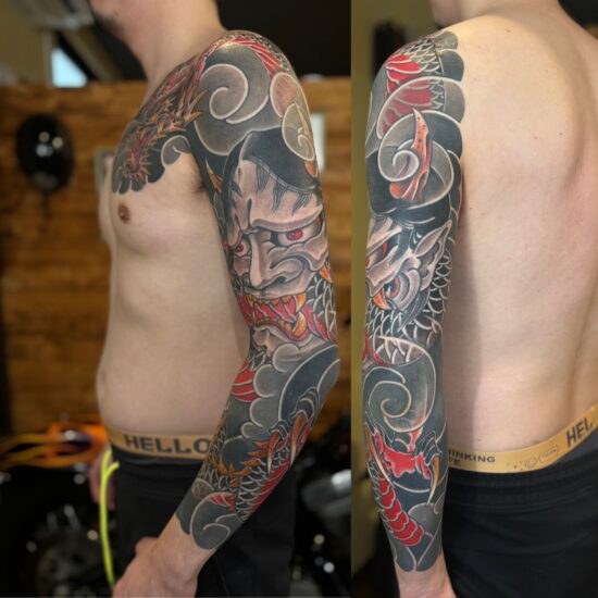 般若と龍の和彫り